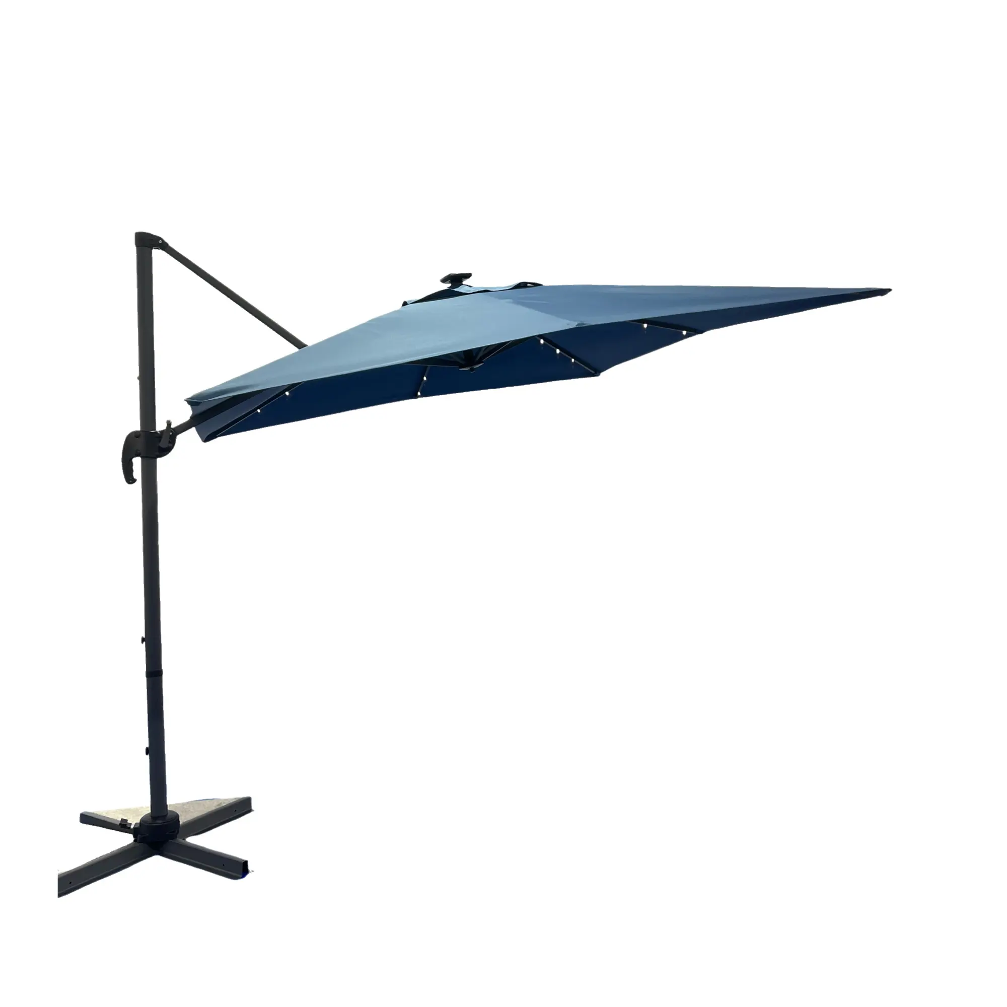 Custom Square Led Umbrella Set Aluminum Led Light Garden Umbrella With Solar Panel Outside Beach Sun Parasol