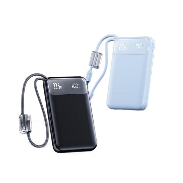 Mini Travel Power Bank 20000mAh 10000mAh Built in Cables Custom Logo Power Bank 22.5W Fast Portable Charger