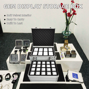 Plateau de présentation rectangulaire en métal avec doublure en velours et fermeture à boucle pour bagues, pierres précieuses et objets de valeur, portable - Product Image 2