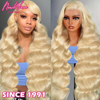 Perruque frontale 13x6 en dentelle HD transparente, cheveux humains bruts non traités, blond 613, ondulés, avec cuticules intactes, fournisseur de cheveux cambodgiens