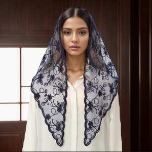 Nouveau foulard en dentelle ajourée, broderie fine, foulard pour <span class=keywords><strong>cheveux</strong></span>, bandeau vintage, couleur unie, foulard triangulaire, <span class=keywords><strong>bandana</strong></span> en dentelle pour femmes - Product Image 2