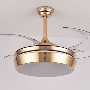 Y042 Ventilateur de plafond rétractable noir chaud 42 pouces or ventilateurs de plafond rétractables avec haut-parleur Tuya Google LED ventilateur de plafond lumière - Product Image 4