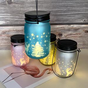 أوعية زجاجية فارغة لامعة للشموع مع غطاء لولبي وطباعة مصقولة، برطمانات ماسون للهدايا وأعياد الميلاد والعطلات، بيع بالجملة - Product Image 4