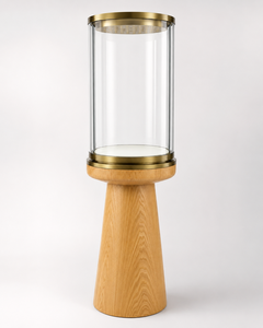 Diseño de Joyería de Lujo, Vitrina Cilíndrica de Vidrio Personalizada, Solución Interior Llave en Mano en Acero Inoxidable Negro y Dorado - Product Image 4