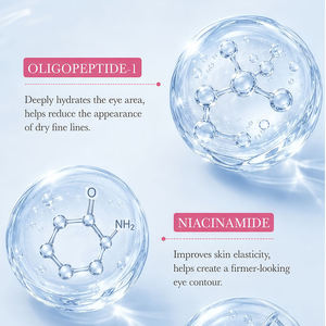 ครีมบำรุงรอบดวงตาสูตรเปปไทด์สีชมพู แบรนด์ส่วนตัว รับผลิตแบบ OEM/ODM ด้วยสาร Oligopeptide-1 และไนอะซินาไมด์ สำหรับลดเลือนริ้วรอย กระชับผิวรอบดวงตา ขายส่งจากผู้ผลิต - Product Image 5