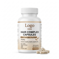 Capsules de complexe capillaire à la kératine et aux peptides de collagène, non-OGM, halal, OEM, ODM, marque privée, vitalité, qualité supérieure, complément alimentaire