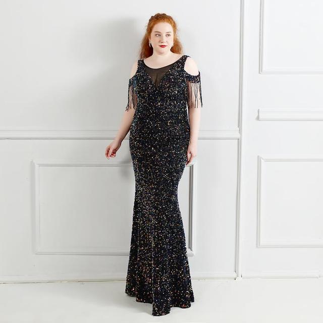 New Black Club Evening Dress Black Oversized Fat Women's Dress Plus Size Dress