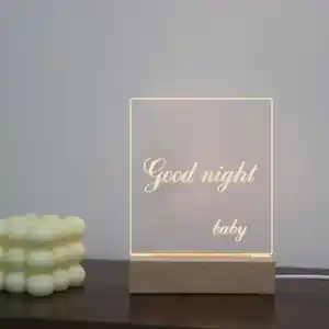 Yüksek şeffaf akrilik Diy not kurulu tatil ışık yaratıcı Led gece lambası Usb mesaj panosu ışık kalem ile