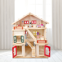 Maison de poupée miniature en bois Montessori à trois étages, jouet éducatif DIY pour filles, OEM ODM