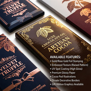 Étiquette de <span class=keywords><strong>chocolat</strong></span> personnalisée en feuille d'or de luxe, autocollant en papier foncé gaufré pour l'emballage de boîtes cadeaux de truffes et de bonbons artisanaux - Product Image 2