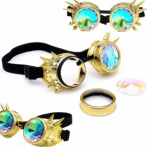 Lunettes de cosplay vintage de luxe pour hommes et femmes, avec logo personnalisé, vente en gros, lunettes steampunk colorées, effet kaléidoscope - Product Image 5