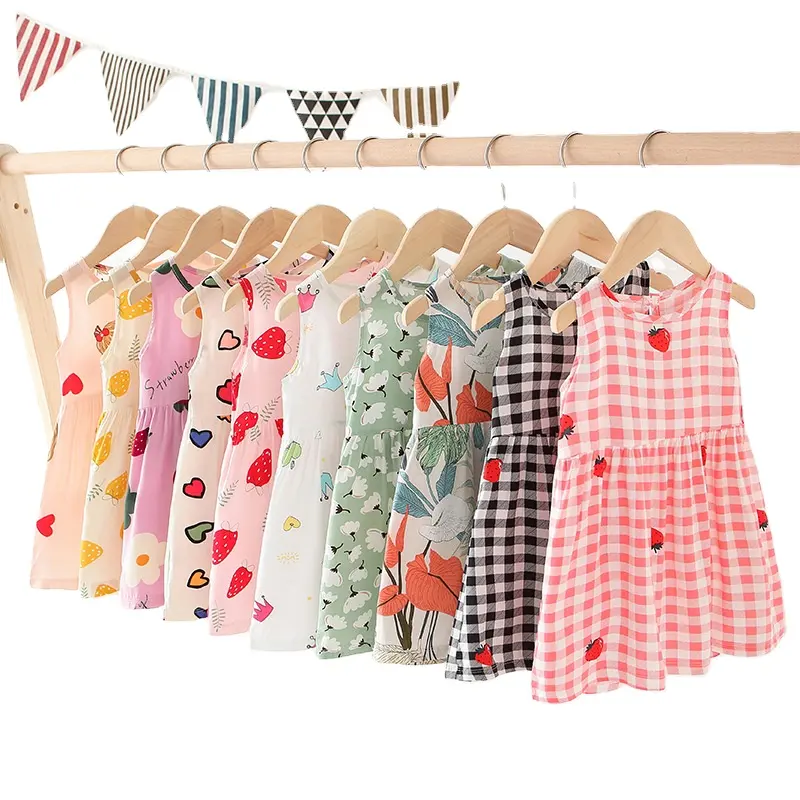 1-7 jahre baby mädchen kleid ärmellos baumwolle blumenkleid kinder kleidung kleidung sommer prinzessinkleid für kinder mädchen