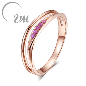 Anillo de Oro Rosa de 18K con Rubí Natural de UM Jewelry, Diseño Único, Pulido Exquisito, Venta al por Mayor, Unisex/Hombre/Mujer, Regalo de Aniversario/Boda - Product Image 1