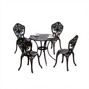 Ensemble de salle à manger moderne en métal pour extérieur, mobilier en aluminium moulé KD pour centre commercial, patio, jardin, 1 place, résistant à l'eau - Product Image 3