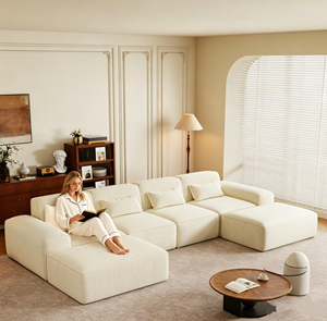 No Assembly Oversized Modular Modern Cloud Corduroy Rectangle Sectional Couch School <b>Small</b> Package Save Freight Cost - Product Image 2