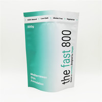 Sachet Doypack PE 500g personnalisé imprimé mat, résistant à l'humidité et thermoscellable, pour l'emballage de poudre de substitut de repas