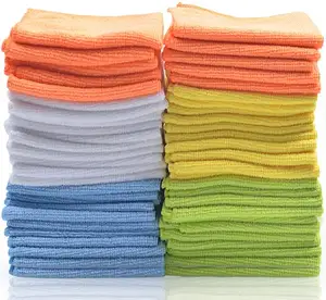 High Quality Household Reusable Plaid Lattice Microfiber Warp Knitting Check Cloth Microfiber Cleaning Cloth Towel