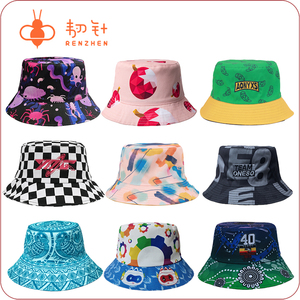 Unisex Custom Cartoon Fisherman's Basin <strong>Bucket</strong> <strong>Hat</strong> All-Over Logo Print Sublimation Transfer for Casual Daily Use 100% Cotton - Product Image 1