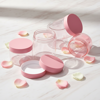 Bocaux cosmétiques cylindriques en plastique givré de luxe avec logo personnalisé, 150 ml, 200 ml, 250 ml, vides, avec couvercles roses à vis, pour lotions de soin de la peau et soins des yeux