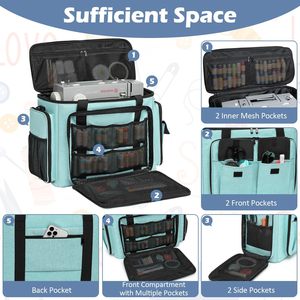 Estuche con Ruedas para Máquina de <span class=keywords><strong>Coser</strong></span>, Bolsa de Transporte con Base Extraíble, Múltiples Bolsillos de Almacenamiento, Cierre de <span class=keywords><strong>Cremallera</strong></span>, Poliéster, Compatible con <span class=keywords><strong>Singer</strong></span> - Product Image 4
