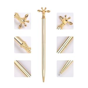Stylo bille rotatif en métal personnalisé, mignon et kawaii, avec logo imprimé en forme de girafe, idéal pour les cadeaux de papeterie promotionnels - Product Image 2
