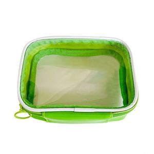 BSCI Factory Custom Logo Promotion Mini <b>Make</b> up Bag Pvc Transparent Cosmetic Bag Waterproof Cute Kid's Green Cosmetic Bag - Product Image 1