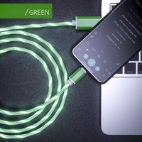 Câble de charge USB MQ 2.4A en métal avec lumière colorée, cordon de charge rapide lumineux pour appareils iOS, Android et Type C