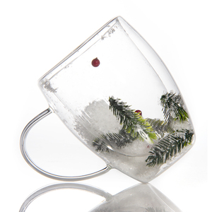 Alta borosilicato domestico trasparente neve di natale isolato doppia tazza di caffè - Product Image 2