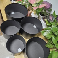 Kotak Kertas Bulat 5 Buah Warna Solid Desain Baru, Kotak Bunga Abadi Besar Hitam dari Karton untuk Hari Valentine