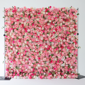 Pannello Floreale 8x8 piedi con Rose <span class=keywords><strong>Rosa</strong></span> Artificiali in Seta <span class=keywords><strong>e</strong></span> Foglie Verdi, Sfondo Floreale da Appendere, Muro di Fiori <span class=keywords><strong>Rosa</strong></span> <span class=keywords><strong>e</strong></span> Verde - Product Image 2
