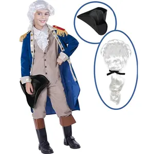 Kostum Halloween anak laki-laki anak-anak kostum performa anak laki-laki Washington Colonial pesta George