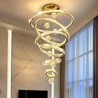 Lustre LED moderne en cristal doré, à sept niveaux, avec sphères, colonnes et bulles, idéal pour escalier, hall d'entrée et villa - Vente directe usine