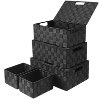 Boîte de rangement de 34 cm avec poignées, 5 paniers pour salle de bain, chambre, cuisine, étagères, cosmétiques, papier toilette