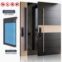 YOHOME Porte d'entrée pivotante moderne de luxe en aluminium moulé avec panneaux latéraux en verre, porte d'entrée personnalisée pour villa et immeuble résidentiel