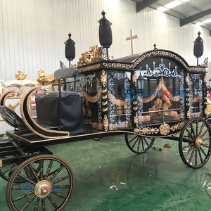 Carroza Fúnebre de Alta Calidad, Tirada por Caballos, Negra, Estilo Simple y Moderno, con Vidrio Antiguo, Portátil, de Acero - Product Image 4