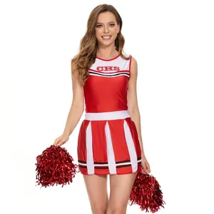 Kostum Cheerleader Seragam Pemandu Sorak Sepak Bola SMA Pakaian untuk Pesta Karnaval Halloween Cosplay Berdandan Pakaian