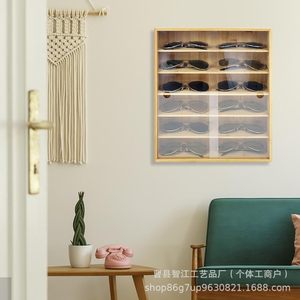 Bamboo sunglasses <b>display</b> <b>case</b>, eyewear shop counter, sunglasses <b>display</b> stand, <b>wall</b>-mounted essential oil watch, gift - Product Image 1