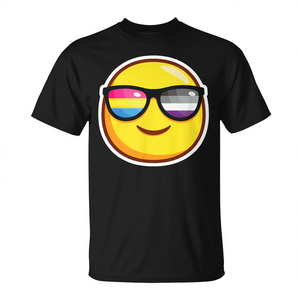 T-shirt Panromantic Asexual Pride avec motif d'émoticône avec lunettes de soleil, taille adulte unisexe - Product Image 3