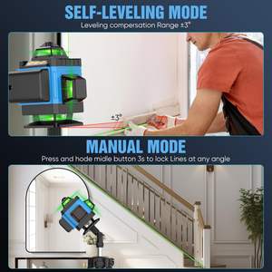 360 °   เครื่องวัดระดับเลเซอร์พร้อมขาตั้ง ปรับระดับอัตโนมัติ แบตเตอรี่ลิเธียมไอออนแบบชาร์จได้ เลเซอร์เส้นสีเขียว สำหรับงาน DIY ในอาคาร - Product Image 3