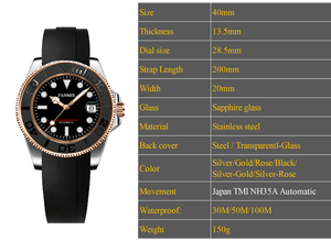 Montre en acier inoxydable OEM, cadran sectoriel, logo personnalisé, mouvement NH35 de haute qualité, montre automatique japonaise pour hommes - Product Image 2