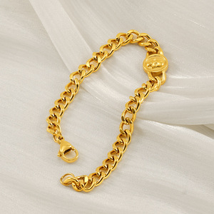 ZOGXIN Cuban Chain Bracelet Gold Plated Stainless Steel Anchor Infinity Hamsa Unisex Jewelry Gift - Product Image 3