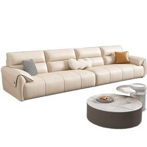 ชุดโซฟาหนังติดห้องนั่งเล่นสไตล์โมเดิร์นแบบมินิมอลลิสสำหรับใช้ในห้องนั่งเล่นทำจากหนังวัวแท้น้ำหนักเบาหรูหรา<span class=keywords><strong>แถว</strong></span>ตรงสามที่นั่งใหม่2025 - Product Image 5