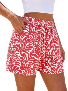 Women's Printed <b>Shorts</b> Drawstring Loose Fit Mid Waist Pocketed Summer Casual Beach <b>Shorts</b> - Product Image 1