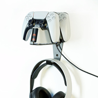 Station de charge pour manettes PS5 DualSense et Edge, station de charge rapide 2-en-1 avec crochet pour casque, lumière RVB 7 couleurs