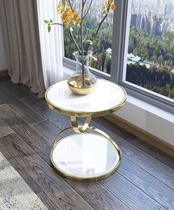 Table d'angle moderne en <span class=keywords><strong>verre</strong></span> noir avec miroir <span class=keywords><strong>et</strong></span> deux cadres en métal doré en acier inoxydable élégants <span class=keywords><strong>et</strong></span> simples en bas - Product Image 4