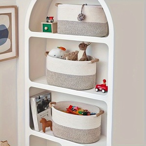Woven Storage <b>Basket</b> Round Cotton Handmade Toys Organizer For Kids Room 3Pcs Set - Product Image 3