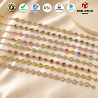 Bracelets tennis raffinés et brillants haut de gamme, plaqués or 18 carats PVD, bracelets tennis arc-en-ciel pour femmes, acier inoxydable, zircon multicolore
