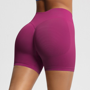 Shorts Deportivos de Alta Compresión sin Costuras para Mujer, Cintura Acanalada, Control de Abdomen, Levanta Glúteos, Tejido de Punto, Secado Rápido, para Fitness, Gimnasio, Yoga - Product Image 1