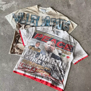 T-Shirt da Uomo in 100% Cotone Pesante 300Gsm - Stampa DTG Personalizzata, Oversize Ampia, Grafica Fumetto Effetto Acid Wash, Streetwear - Product Image 1