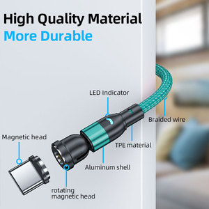 Bán buôn L Hình dạng & thẳng 3A USB Cáp dữ liệu 540 độ xoay sạc từ tính 3 trong 1 nhanh chóng sạc Cáp USB cho điện thoại - Product Image 4